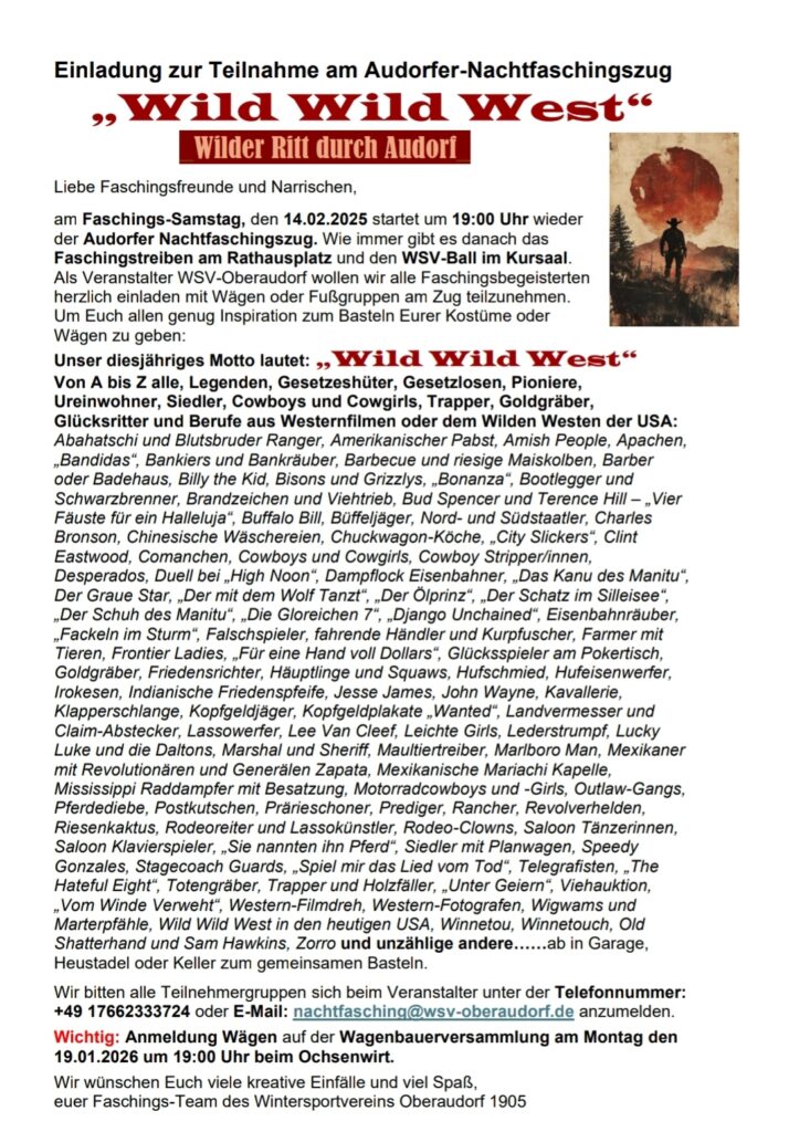 WSV Nachtfaschingszug und WSV-Ball 2026